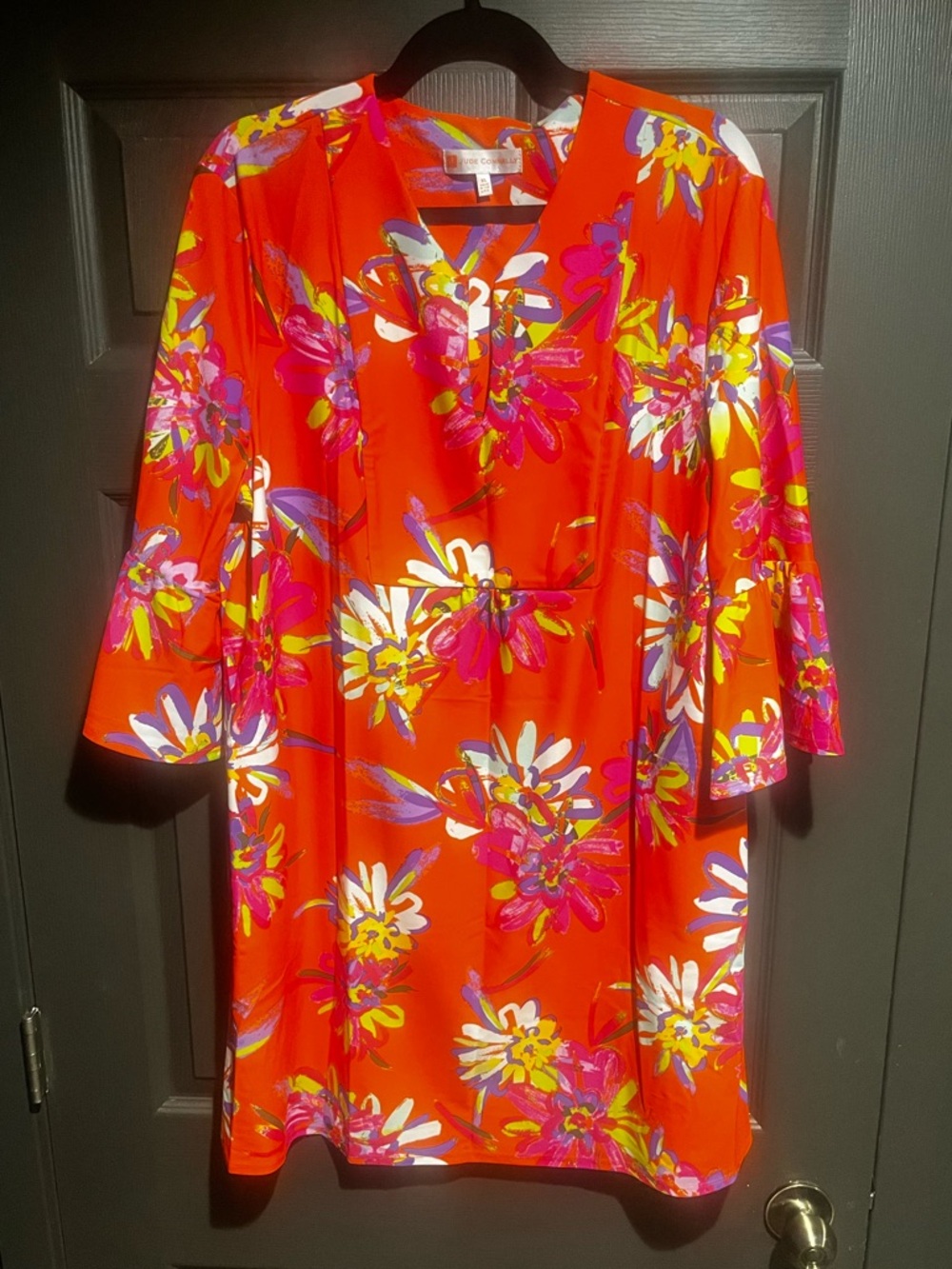 Jude Connally Orange Floral Shift Dress - Size XL